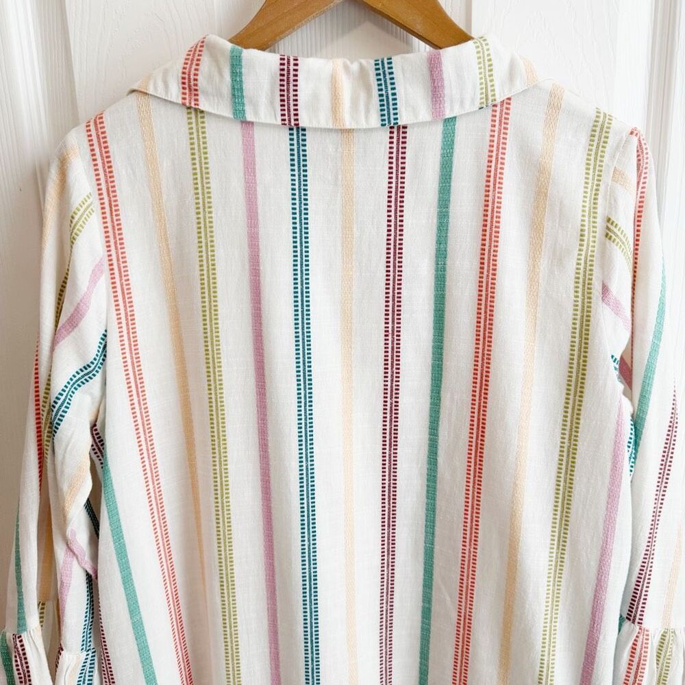 MILLE Jacqueline Striped Maxi Dress Size Small Bell Sleeve Embroidered Cotton - Picture 10 of 15